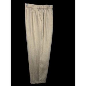 Quince Straight-Leg Pants Women XL Beige Natural Linen Elastic Waist Relax Resor